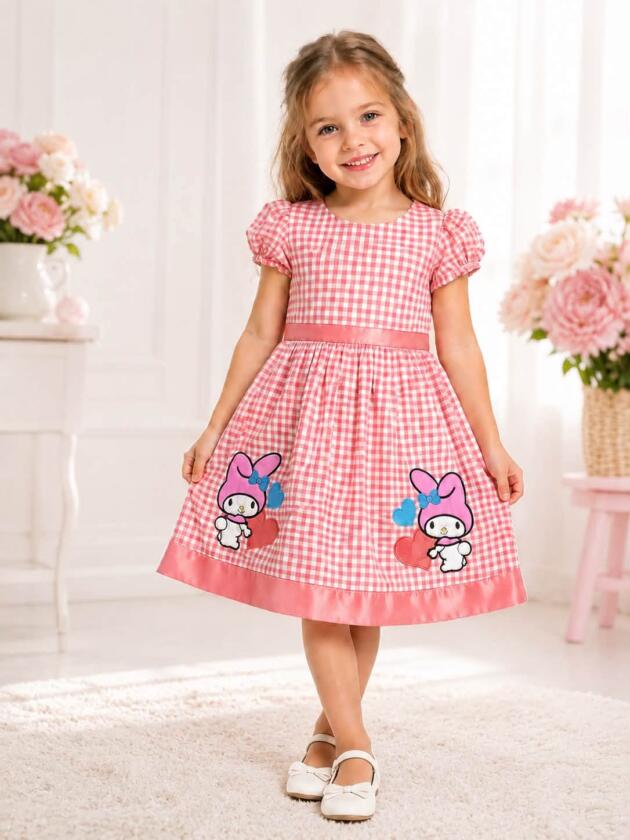 My Melody Pink Gingham Puff Sleeve Dress